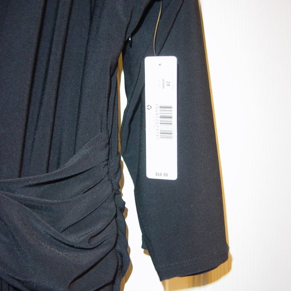 New Direction Black Dress Size 2X Stretch Blouson - Picture 6 of 8